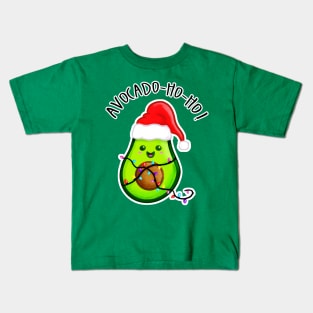 Kawaii Christmas Avocado. Avocado-Ho-Ho! Kids T-Shirt